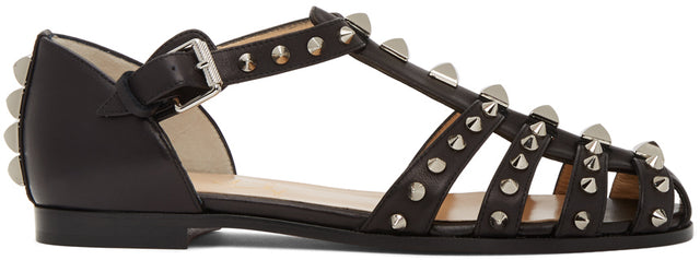 Christian Louboutin Black LoubiClou Flat Sandals