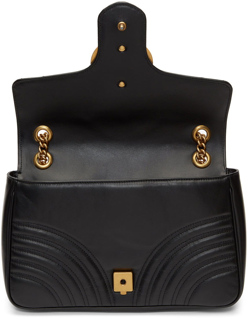 Gucci Black Medium GG Marmont 2.0 Shoulder Bag - Sac épaule GUCCI NOIR MOYEN GG MARMONT 2.0 - Gucci 블랙 중간 GG Marmont 2.0 어깨 가방