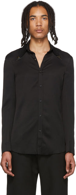 Sankuanz Black Metal Collar Shirt - Chemise à col en métal noir Sankuanz - 산소 즈 블랙 금속 칼라 셔츠