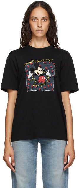 Saint Laurent Black Mickey Mouse T-Shirt