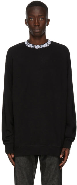 Acne Studios Black Motif Mock Neck Sweatshirt - Sweat-shirt à encolure simulée de motif noir - 여드름 스튜디오 블랙 모티프 모의 목 셔츠