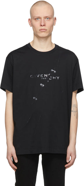 Givenchy Black Oversized Trompe L'Å“il T-Shirt - T-shirt T-shirt T-shirt T-shirt Noir surdimensionné - Givenchy Black 대형 Trompe L 'å 