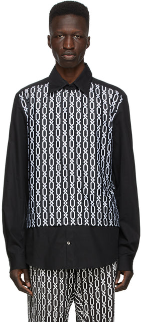 GmbH Black Panel Chains Shirt - Chemise de chaînes de panneau Noir GmbH - GmbH 블랙 패널 체인 셔츠
