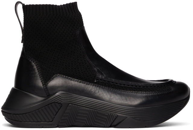 Giorgio Armani Black Paneled Chunky-Soled High-Top Sneakers - Giorgio Armani Noir Soupes de haut débit à lambris à lamelles - Giorgio Armani Black Pannered Chunky Soled High-Top Sneakers