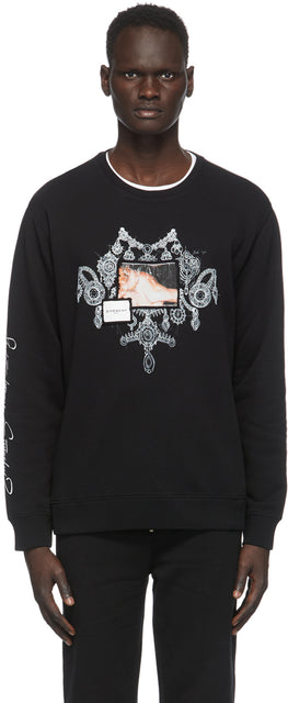 Givenchy Black Patch Chandelier Jewelry Print Sweatshirt - Sweat-shirt imprimé bijoux Givenchy noir - GIVENCHY 블랙 패치 샹들리에 쥬얼리 프린트 스웨터