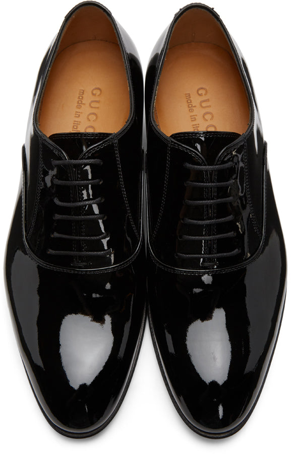 Gucci Black Patent Double G Oxfords