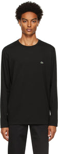 Lacoste Black Pima Cotton Long Sleeve T-Shirt - T-shirt à manches longues de coton Lacoste noir Pima - Lacoste 검은 피마 코튼 긴 소매 티셔츠