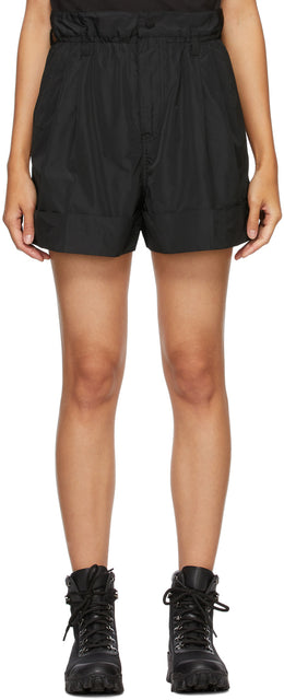 Moncler Black Pleated Elastic Waist Shorts - MONCLER Noir Taille élastique plissée - 몬 클러 블랙 탄성 허리 반바지