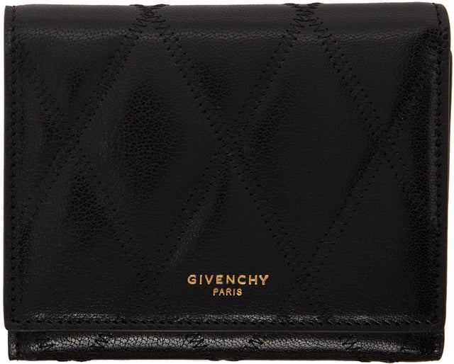 Givenchy Black Quilted GV3 Trifold Wallet - Portefeuille Trifold Givenchy Noir Quilté GV3 - gvenchy black 퀼트 Gv3 Trifold 지갑