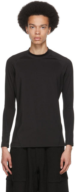 Y-3 Black Rash Guard Long Sleeve T-Shirt - T-shirt à manches longues à manches longues Y-3 - Y-3 블랙 러쉬 가드 긴 소매 티셔츠