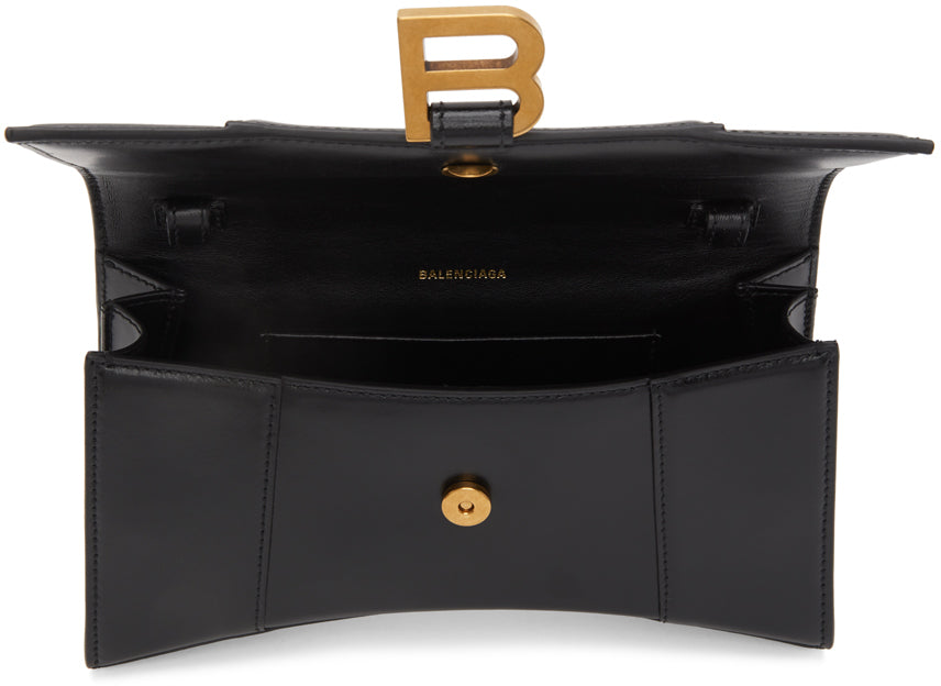 Balenciaga Black Shiny Hourglass Chain Bag