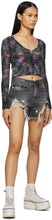 R13 Black Shredded Slouch Shorts