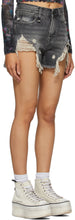 R13 Black Shredded Slouch Shorts
