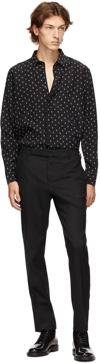 Saint Laurent Black Silk Anchor Shirt