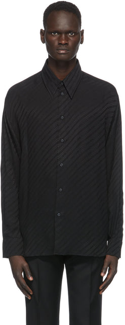 Givenchy Black Silk Loose Fit Shirt - Chemise en forme de soie en soie noire Givenchy - Givenchy 검은 실크 느슨한 셔츠 셔츠