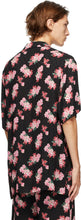 Gucci Black Silk Peony Print Bowling Shirt