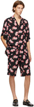 Gucci Black Silk Peony Print Bowling Shirt