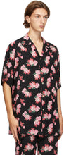 Gucci Black Silk Peony Print Bowling Shirt