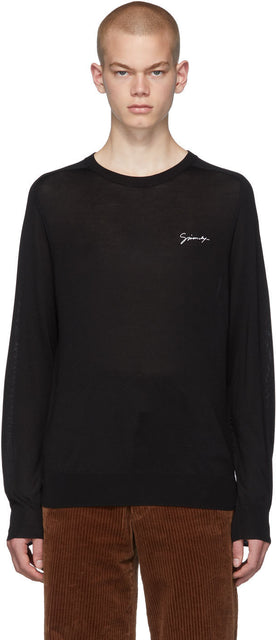 Givenchy Black Silk Signature Logo T-Shirt - T-shirt logo de signature de soie noire Givenchy - 지방시 검은 실크 서명 로고 티셔츠