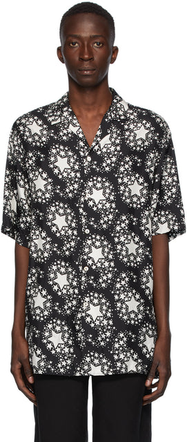 Gucci Black Silk Star Print Bowling Shirt - Chemise de bowling d'étoile en soie noire Gucci - 구찌 블랙 실크 스타 인쇄 볼링 셔츠