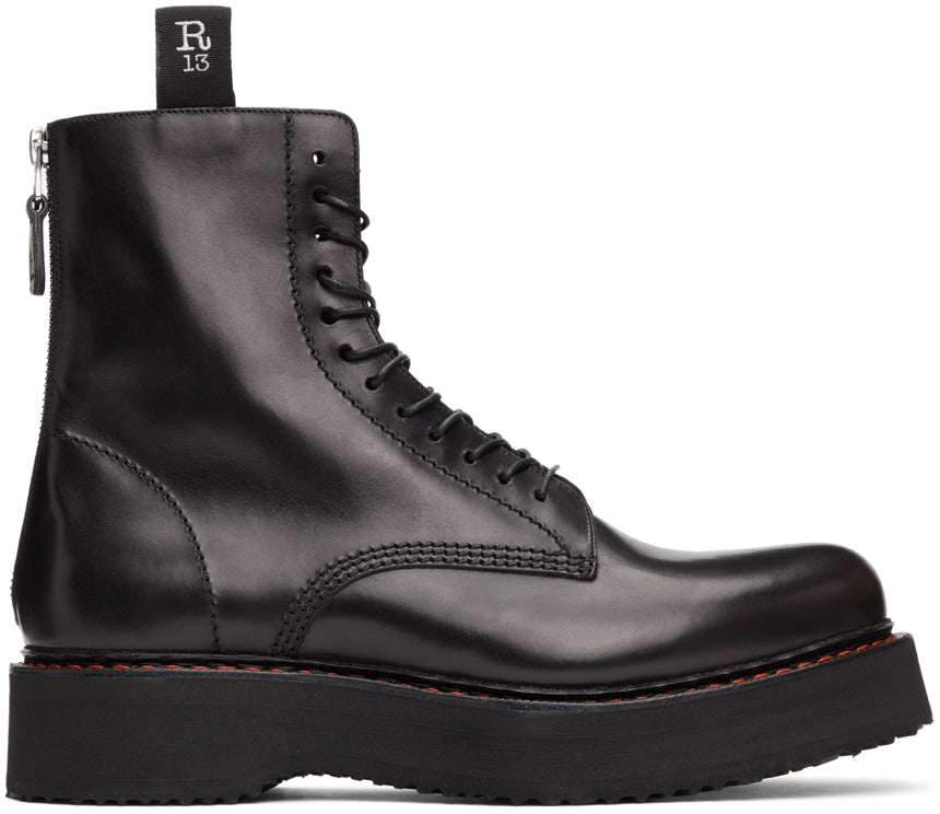 R13 Black Single Stack Boots BlackSkinny