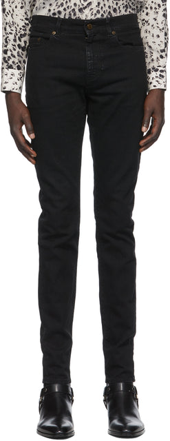 Saint Laurent Black Skinny Mid-Rise Jeans - Jean Saint Laurent noir maigre mi-hauteur - 세인트 로트 블랙 스키니 중간층 청바지