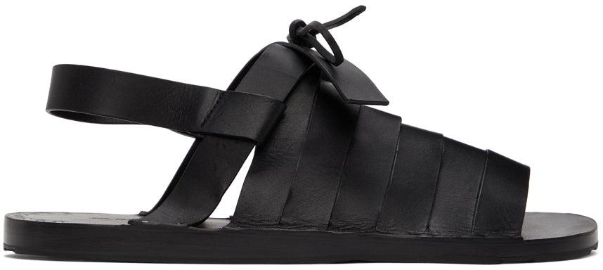 Jil Sander Black Strapped Flat Sandals - Jil Sander Sandales plates à plates noires - JIM 샌더 블랙 묶여 평평한 샌들