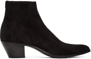Saint Laurent Black Suede Finn Boots - Bottes finnes Saint Laurent Noir en daim noir - 세인트 라이 렌트 블랙 스웨이드 핀 부츠