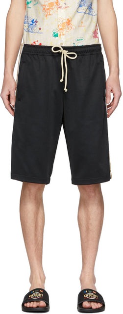 Gucci Black Technical Jersey GG Shorts - Short de Gucci Noir Technical Jersey GG - 구찌 흑인 기술 저지 GG 반바지