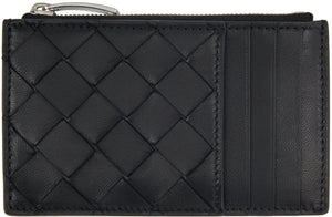 Bottega Veneta Black Top Zip Multislot Card Case