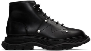 Alexander McQueen Black Tread Lace-Up Boots