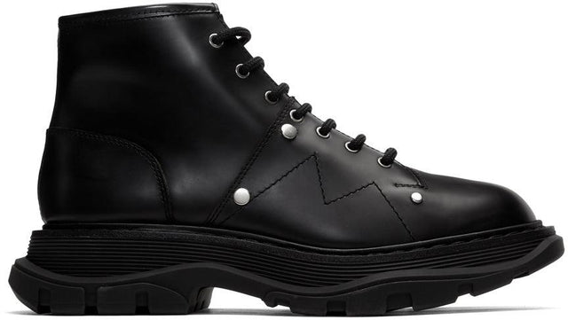 Alexander McQueen Black Tread Lace-Up Boots