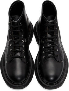 Alexander McQueen Black Tread Lace-Up Boots