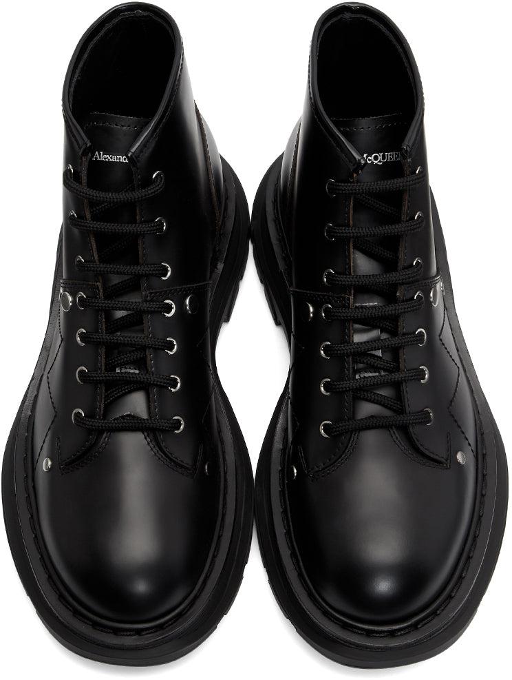 Alexander McQueen Black Tread Lace-Up Boots