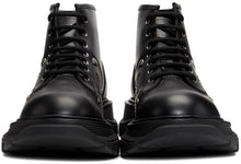 Alexander McQueen Black Tread Lace-Up Boots