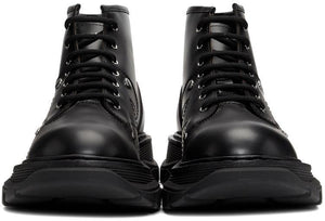 Alexander McQueen Black Tread Lace-Up Boots