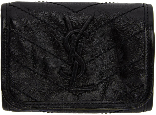 Saint Laurent Black Trifold Compact Niki Wallet