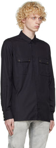 Balmain Black Used Oxford Cotton Shirt