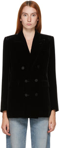 Saint Laurent Black Velvet Double-Breasted Blazer