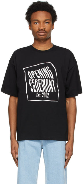 Opening Ceremony Black Warped Logo T-Shirt - Cérémonie d'ouverture T-shirt Logo Warped Black Warped - 개회식 검은 색 뒤틀린 로고 티셔츠
