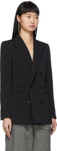 Saint Laurent Black Wool Double-Breasted Grosgrain Blazer