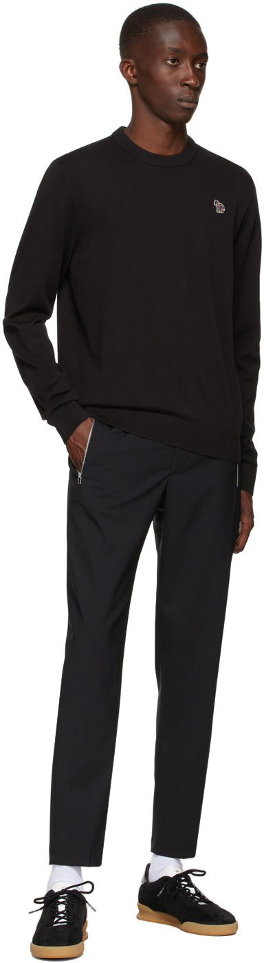 PS by Paul Smith Black Wool Drawstring Trousers