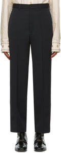 Gucci Black Wool Gabardine Logo Trousers - Pantalon logo Gabardine de laine noire Gucci - Gucci 검은 양모 Gabardine 로고 바지