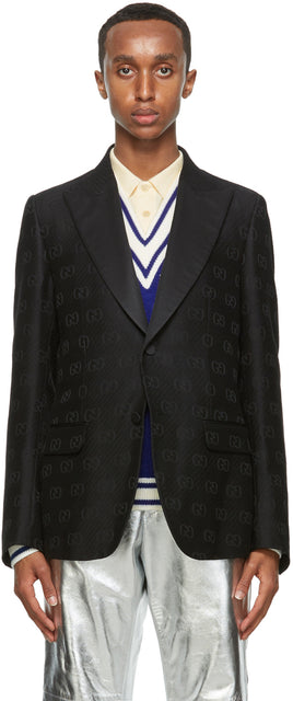 Gucci Black Wool GG Heritage Blazer - Gucci Black Laine GG Heritage Blazer - 구찌 블랙 울 GG 유산 블레이저