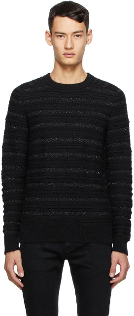 Saint Laurent Black Wool Pullover Sweater - Saint Laurent Pull pull en laine noire - 세인트 라이 렌트 블랙 울 풀오버 스웨터