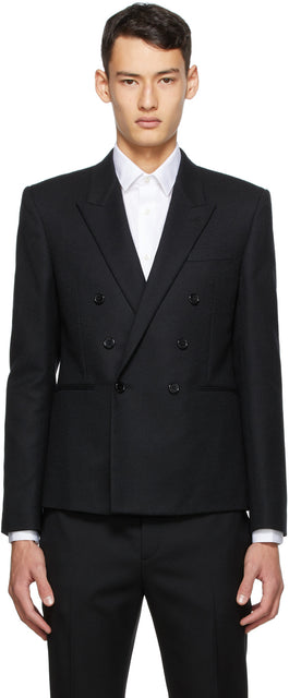 Saint Laurent Black Wool Short Blazer - Saint Laurent Blazer court en laine noire - 세인트 로트 블랙 양모 짧은 블레이저