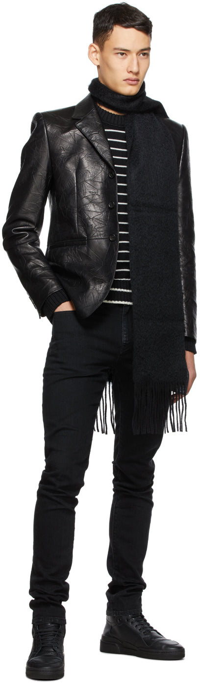 Saint Laurent Black Wool Stripe Sweater