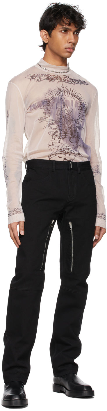 新品★GIVENCHY■ブラック リインフォース パネル ジーンズ Givenchy x Matthew Williams SS21 Crackled Waxed Black Denim