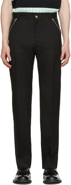 Stefan Cooke Black Zip Pocket Trousers - Pantalon de poche zippée noir cooke Stefan Cooke - Stefan cooke 블랙 지퍼 포켓 바지