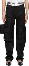 Hood by Air Black Zippered Cargo Pants - Capuche par pantalon de cargaison à fermeture éclair - 에어 블랙 지퍼가 달린화물 바지에 의해 후드